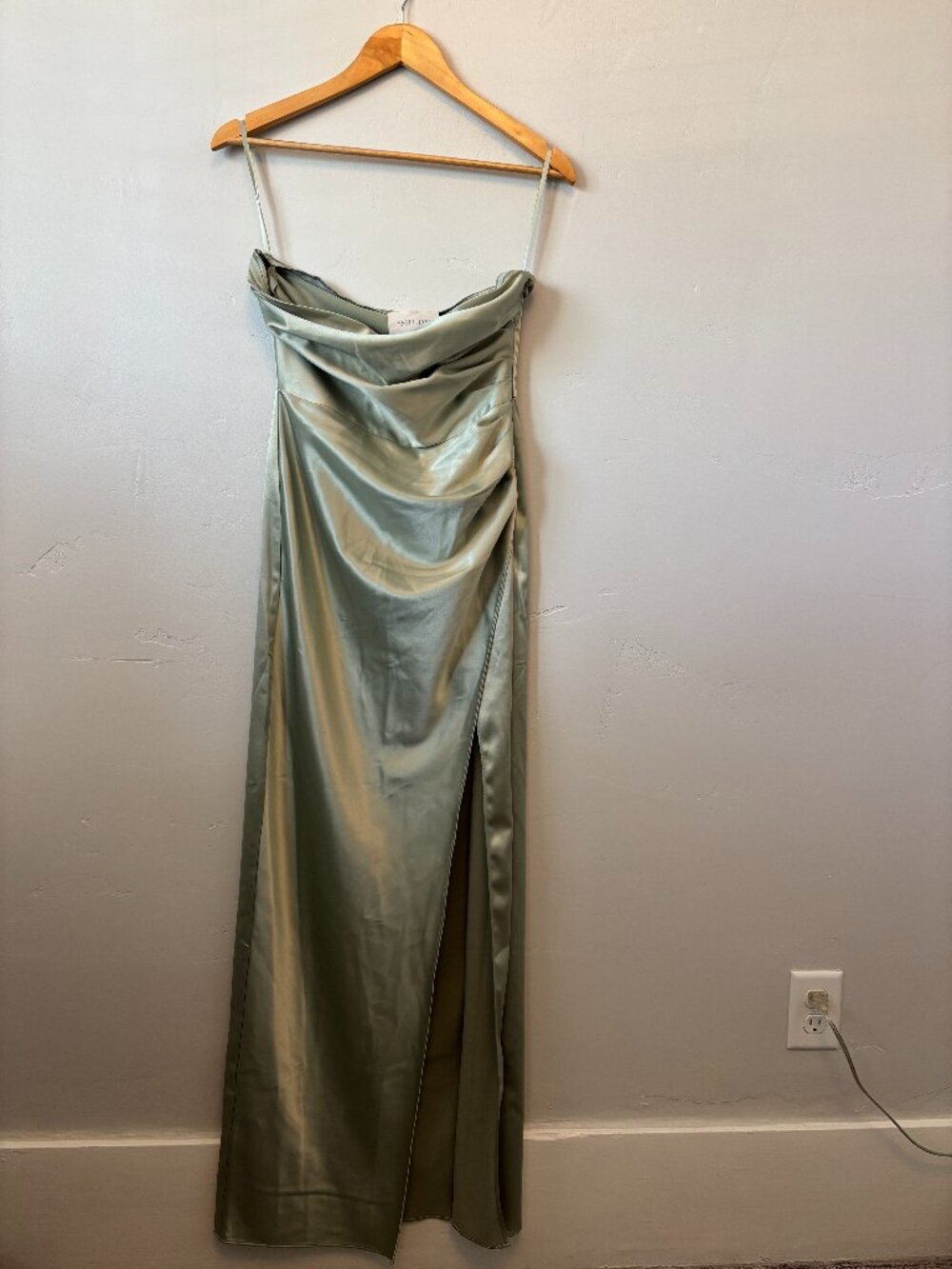 BHLDN Danielle Strapless Side-Slit Stretch Satin Maxi Dress S